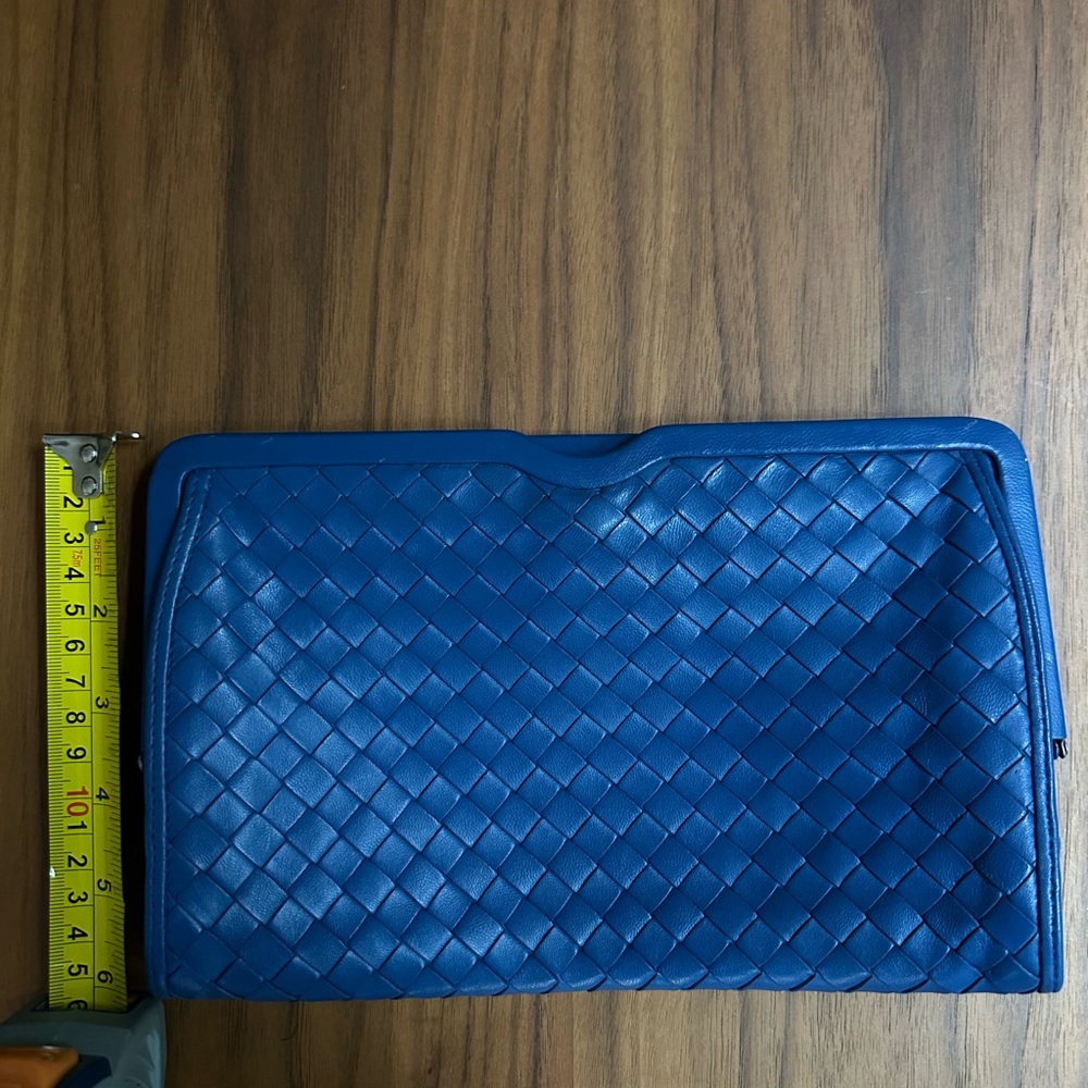 Bottega Veneta Blue Woven Leather Clutch